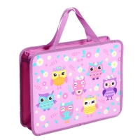 Папка с ручками А4, 330 х 260 х 75 мм, пластиковая, ручки-тесьма, Calligrata "Совушки"