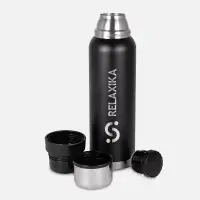 Термос Relaxika 1000 со стикерпаком, черный