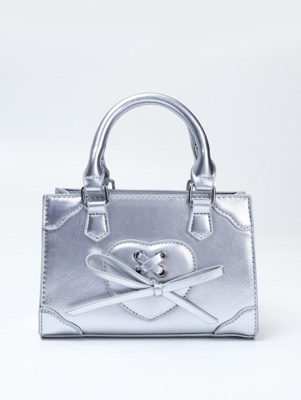 Сумка женская, 20*8*14, отд на молнии, длин ремень, серебро