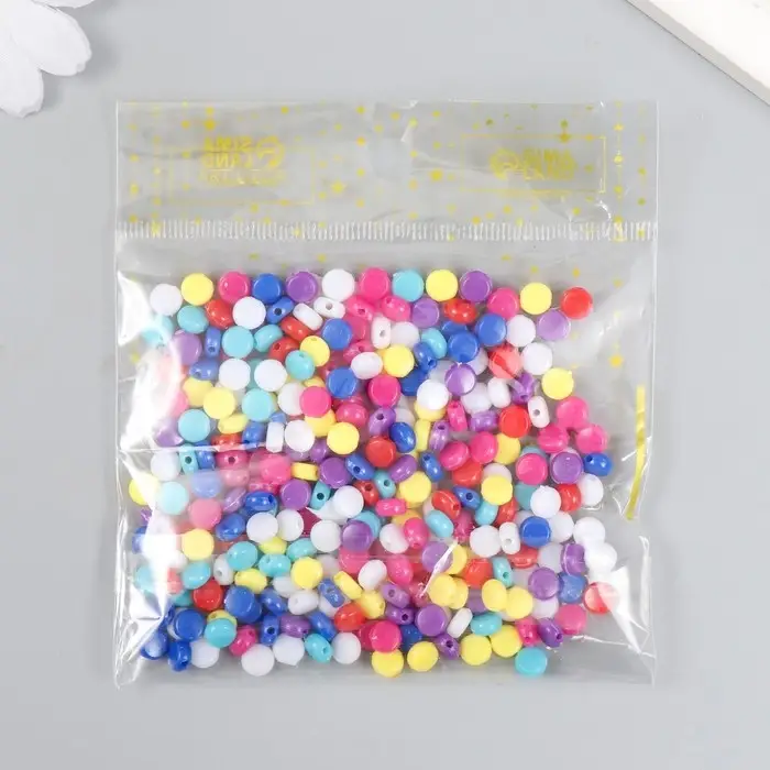 Бусины для творчества пластик "Цветные кругляшки" набор 20 гр 0,3х0,5х0,5 см