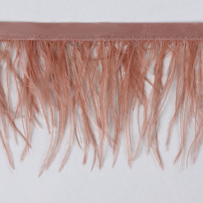 Тесьма с перьями страуса, 8-10 см, 5 &plusmn; 0,5 м, цвет лососёвый