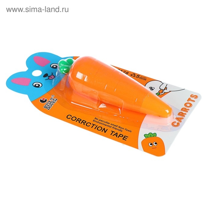 Корректор-лента "Морковка" 5 м х 5 мм., блистер, европодвес, корпус МИКС