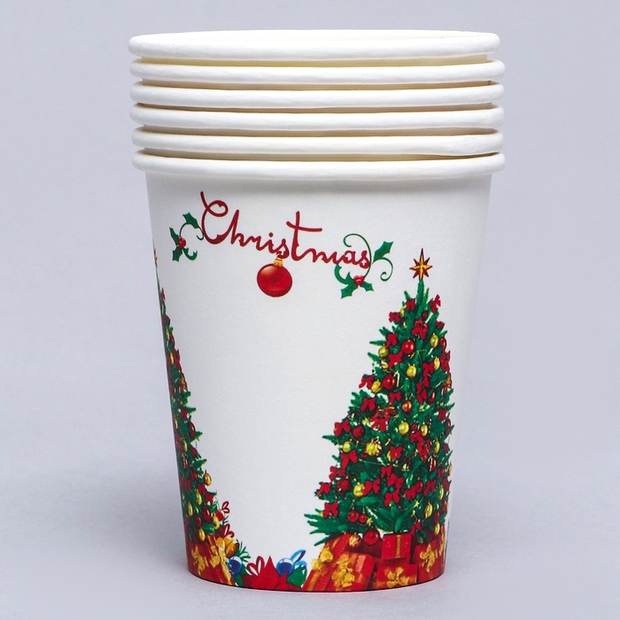 Стаканы бумажные &laquo;Новогодняя ёлочка&raquo;, 6 шт. МИКС
