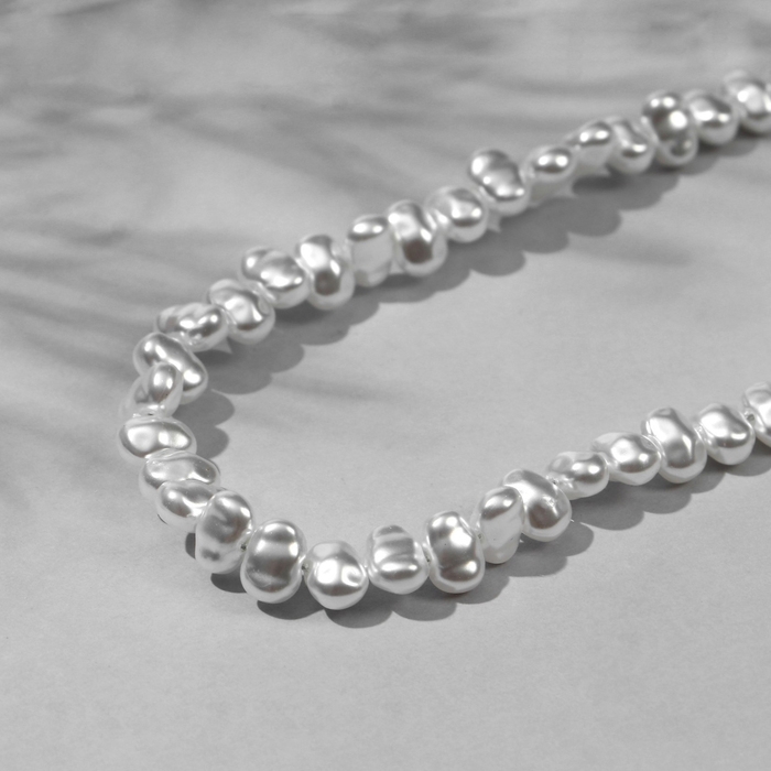 Бусины пластиковые на нити &laquo;Жемчуг&raquo; 0,7&times;0,5&times;0,4 см, (набор 170 шт.), цвет белый