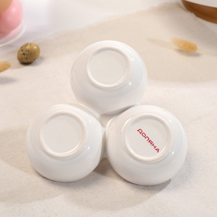 Менажница 3 ячейки Доляна &laquo;Зайка в золотом&raquo;, 16,5&times;9 см, цвет белый