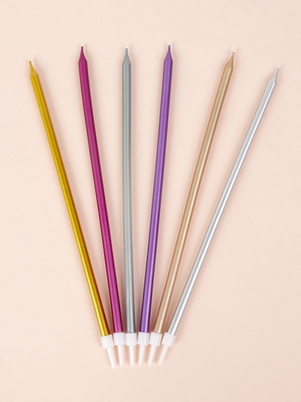 Свечи в торт "Высокий Ройс", 6 шт, разноцветные