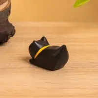 Сувенир дерево "Чёрный кот охотник" 6х3х4 см