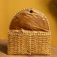 Сумка клатч плетёная из пальмового листа, 28&times;16&times;2 см, золотистая