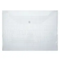 Папка-конверт на кнопке, А4, 120 мкм, Calligrata "Клетка", прозрачный, бесцветный