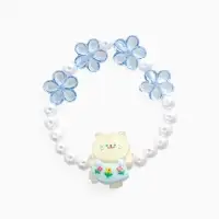 Браслет детский &laquo;Выбражулька&raquo; котик, d=6 см. цветы, жемчуг, бело-голубой