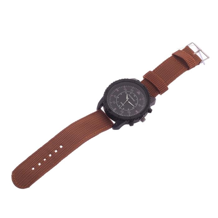 Часы мужские наручные кварцевые "Солдат", коричневые, d=4.5 см, ремешок текстиль 22 мм