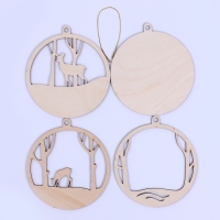 Заготовки для творчества. Деревянная ёлочная подвеска &laquo;Новый год! Олени в лесу&raquo;