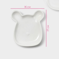 Набор тарелок керамических Доляна &laquo;Мишка Отто&raquo;, 17&times;16&times;2,6 см, 2 шт, цвет белый