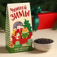 Подарочный набор &laquo;Тёплого нового года&raquo;: чай чёрный с клубникой 50 г., печенье с предсказанием 8 шт., ежедневник 80 листов