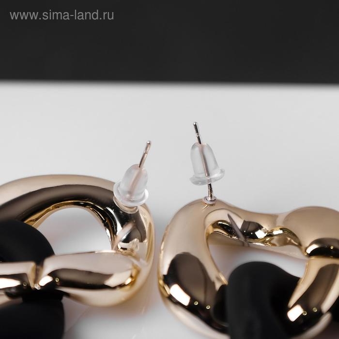 Серьги металл &laquo;Цепь&raquo; диагональ, 2 полых ромба, цвет золотисто-чёрный