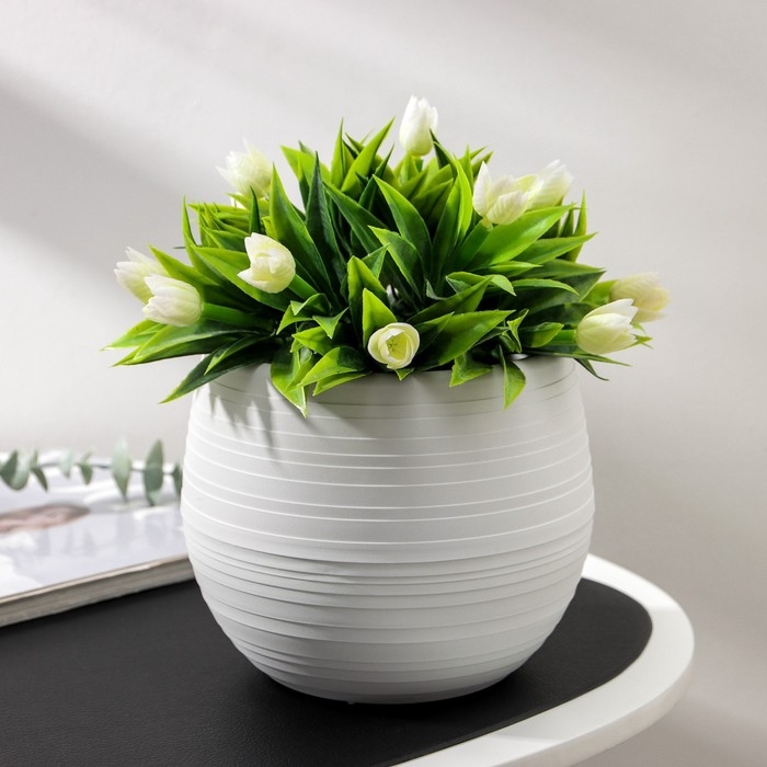 Горшок для цветов с поддоном &laquo;Япония&raquo; 1,2 л, цвет белый