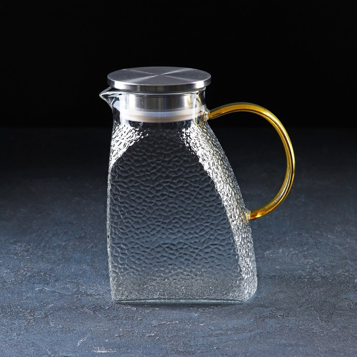 Кувшин для воды стеклянный с металлической крышкой Magistro &laquo;Сара&raquo;, 1,3 л, 16,9&times;19,5 см