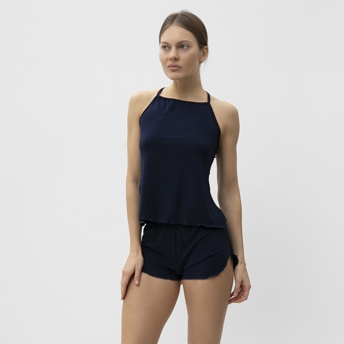 Комплект женский домашний (топ/шорты), цвет тёмно-синий, размер 48 Комплект женский домашний (топ/шорты), цвет тёмно-синий, размер 48