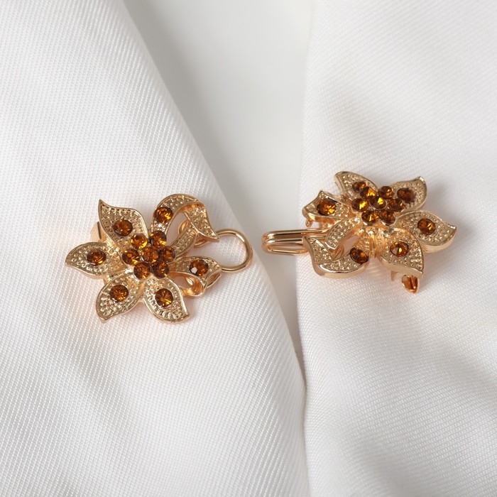 Зажим для кардигана &laquo;Цветок&raquo; блестящий, цвет золото