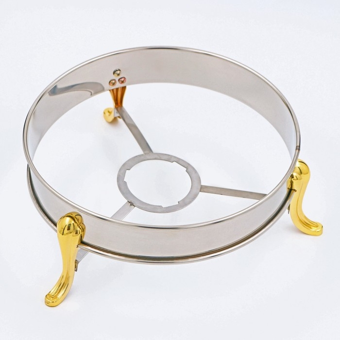 Мармит из нержавеющей стали круглый на подставке для подогрева, 26&times;22 см, стеклянная крышка