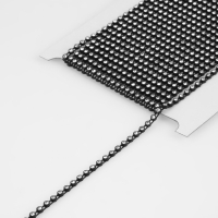 Стразы на нитях, 3 мм, 9 &plusmn; 1 м, цвет чёрный