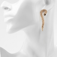 Новый год! Символ года 2025! Серьги со стразами «Змея», элемент, цвет белый в золоте Новый год! Символ года 2025! Серьги со стразами «Змея», элемент, цвет белый в золоте