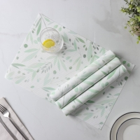 Салфетки сервировочные на стол Доляна &laquo;Акварель&raquo;, 4 шт, 45&times;30 см, цвет зеленый