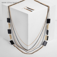 Набор 2 предмета: серьги, бусы &laquo;Унисон&raquo; прямоугольники, цвет чёрный в золоте, 80см