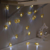 Гирлянда &laquo;Нить&raquo; 4 м с насадками &laquo;Сердце проволока&raquo;, IP20, прозрачная нить, 20 LED, свечение тёплое белое, 8 режимов, 220 В