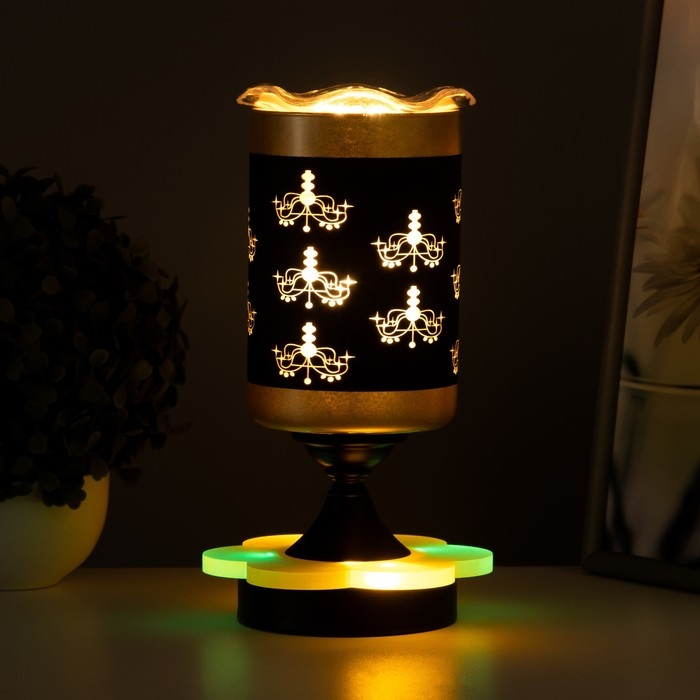 Аромалампа с подсветкой "Фигура" E14 40Вт +RGB черный 10х10х24,5 см