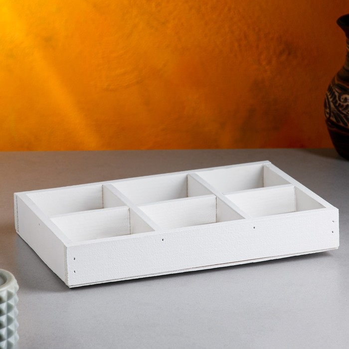 Кашпо деревянное 28×19×5 см Кашпо деревянное 28×19×5 см "Six, 6 ячеек", белый Дарим Красиво