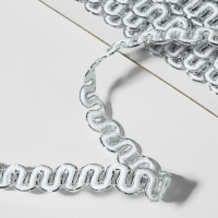 Тесьма декоративная &laquo;Волна&raquo;, 10 мм, 10 &plusmn; 1 м, цвет серебряный/белый