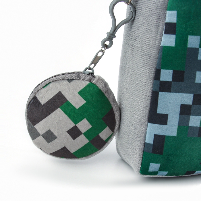 Рюкзак детский плюшевый с кошельком "Джойстик", 24*24 см, цвет серый