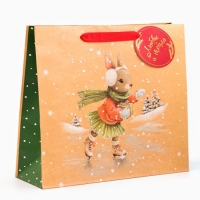 Новый год. Пакет подарочный "Зайка на льду", люкс, 36 х 32 х 12 см. Новый год. Пакет подарочный "Зайка на льду", люкс, 36 х 32 х 12 см.