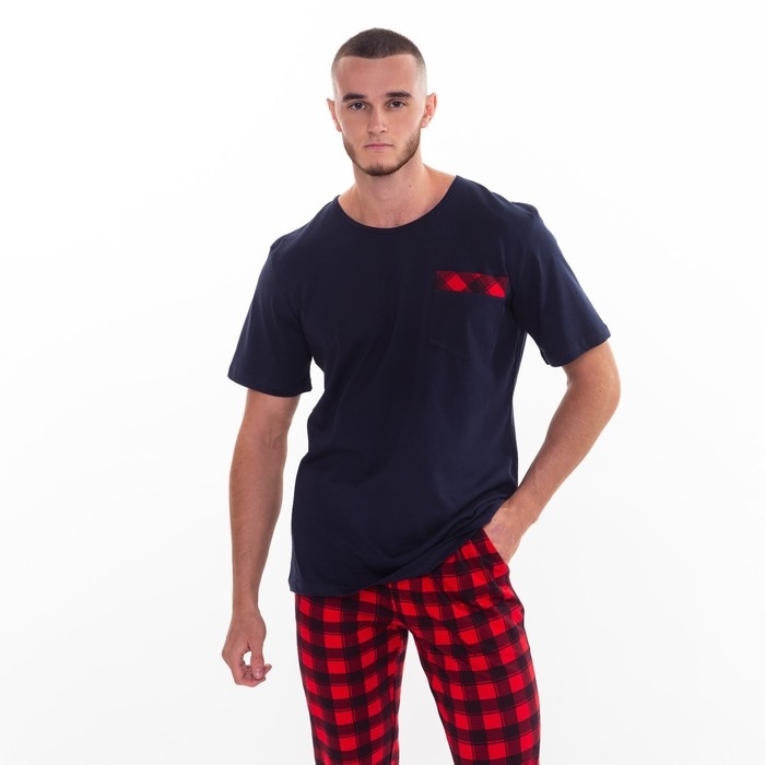 Костюм мужской домашний (футболка и брюки), цвет красный, размер 62 Костюм мужской домашний (футболка и брюки), цвет красный, размер 62