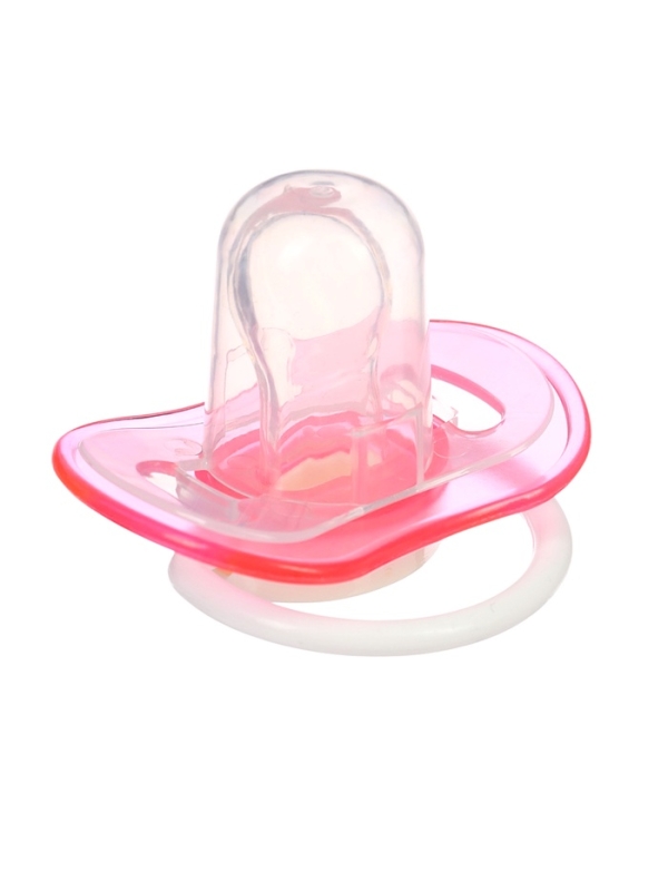 Пустышка ортодонтическая, с колпачком, от 3 мес., цвет розовый/фиолетовый