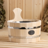 Шайка из липы, 3 л, круглая, нержавеющая вставка, "Добропаровъ" Шайка из липы, 3 л, круглая, нержавеющая вставка, "Добропаровъ"