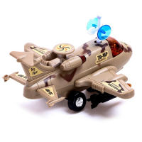 Самолет &laquo;Разведчик&raquo;, свет и звук, работает от батареек, цвет коричневый
