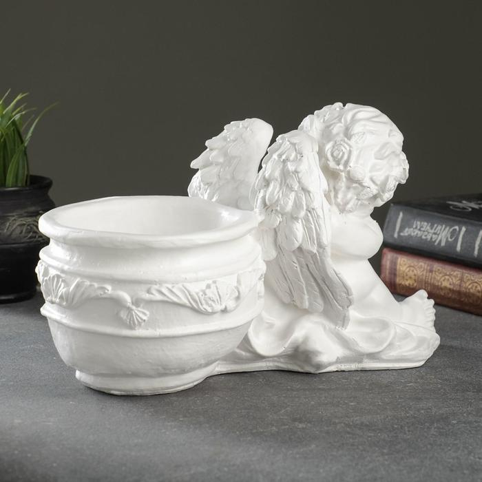 Декоративное кашпо для цветов, &laquo;Спящий ангел&raquo;, 650 мл, 15&times;18.5&times;31 см, гипс, белое