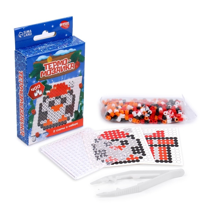 Термомозаика на новый год &laquo;Пингвинчик&raquo; с пинцетом, новогодний набор для творчества