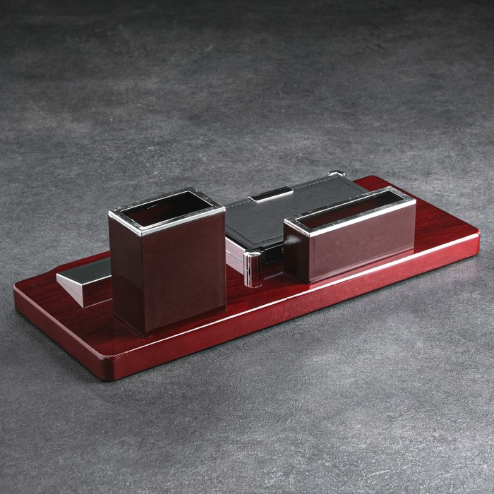 Набор настольный канцелярский 4в1 с визитницей, микс Набор настольный канцелярский 4в1 с визитницей, микс