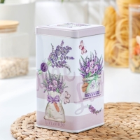 Банка с крышкой для сыпучих продуктов &laquo;Лаванда-3&raquo;, 1,2 л, 9&times;16,5 см, прямоугольная