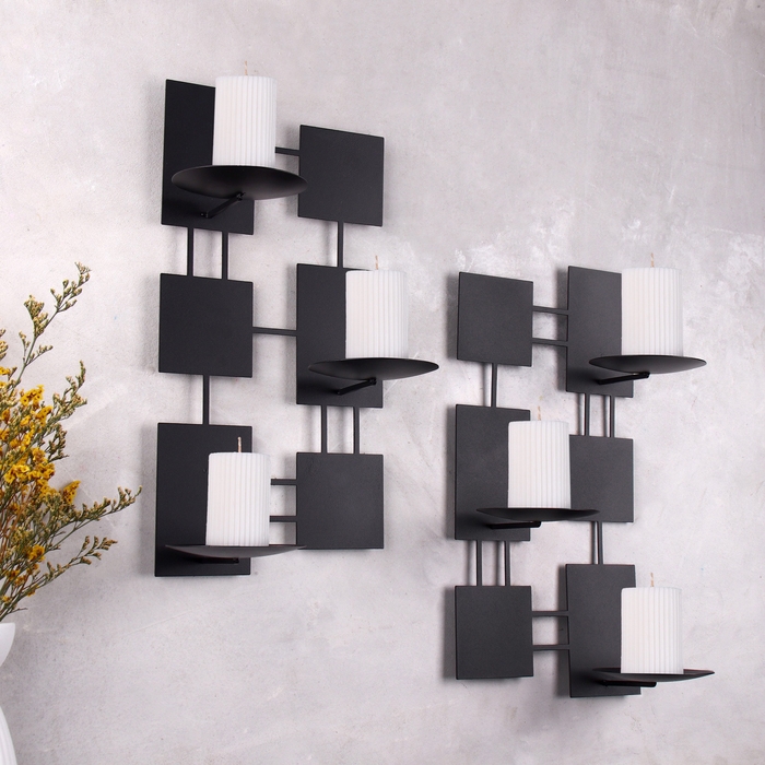 Комплект подсвечников настенных "Модерн" 2шт, 23х40,5х14,5см, чёрный