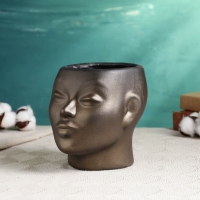 Фигурное кашпо "Голова девушки" черно-золотое, 16х14х16см Фигурное кашпо "Голова девушки" черно-золотое, 16х14х16см