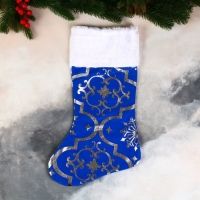 Носок для подарков "С орнаментом" 26х40 см, синий Носок для подарков "С орнаментом" 26х40 см, синий