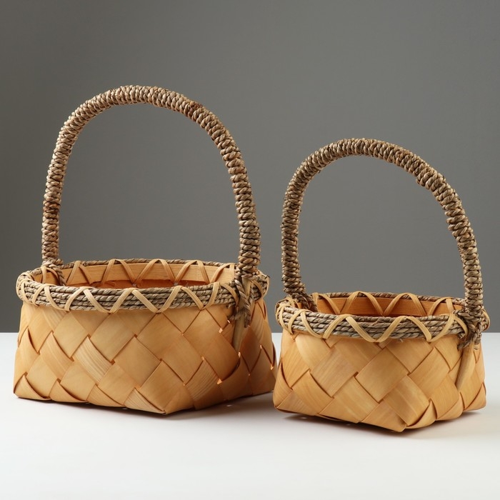 Набор корзин плетеных, 22x11/30 см, 17x9/26 см, 2 шт, секвойя Набор корзин плетеных, 22x11/30 см, 17x9/26 см, 2 шт, секвойя