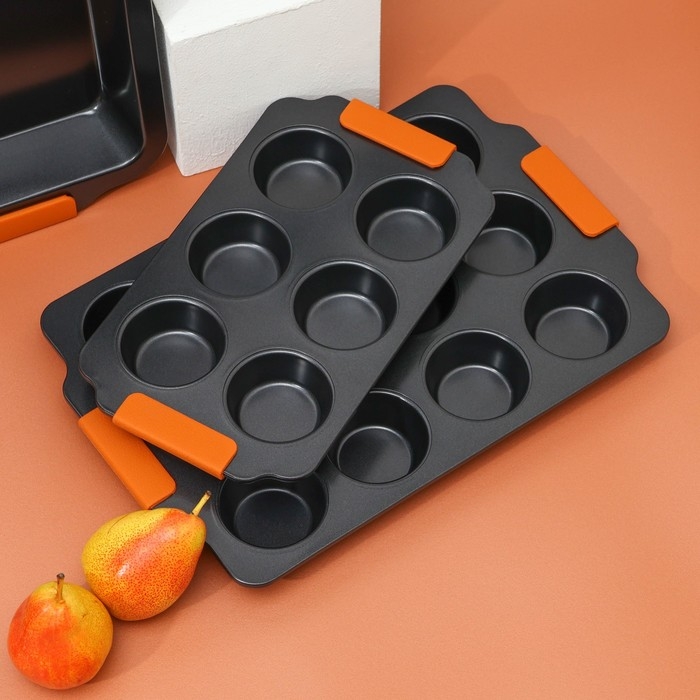 Форма для выпечки Magistro &laquo;French Bakery. Круг&raquo;, 30,5&times;18&times;3 см, 6 ячеек, антипригарное покрытие