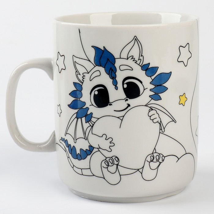 Роспись кружки красками (частичное заполнение) на новый год &laquo;Мечты дракончиков&raquo;, новогодний набор для творчества