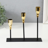 Подсвечник металл на 3 свечи "Ахиллес" чёрный с золотом 20х6х18 см Подсвечник металл на 3 свечи "Ахиллес" чёрный с золотом 20х6х18 см