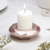 Подсвечник "Полноторие" из гипса с гранями большой, 10,5х3см,шампань Подсвечник "Полноторие" из гипса с гранями большой, 10,5х3см,шампань